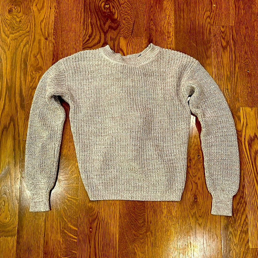 Bobeau Women’s Crew Neck Swearer with Lace Up Back | lBeige